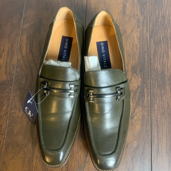 NEW OLIVE GREEN GINO VITALE SLIP-ON SHOES - Picture 2 of 7